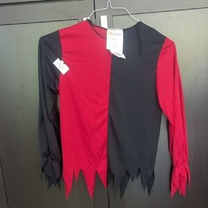 Teen Evil Jester Clown Costume With Mask And Hood - Size L 10-12 NWT